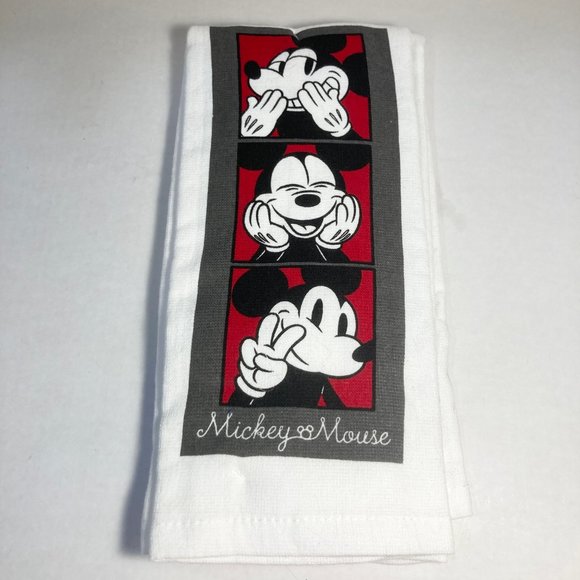 Disney Mickey Mouse Tea Towel Set Kitchen Towels Set of 2 Smiling 100% Cotton - Picture 4 of 11